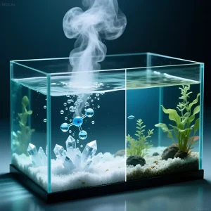 Иллюстрация аквариума с испаряющейся водой, демонстрирующая влияние на соленость. Подходит для статей об автодоливе и поддержании баланса.