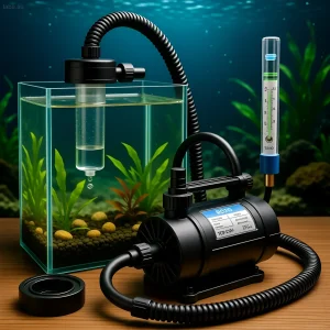 Изображение системы автоматического долива воды в аквариум с контролем уровня и насосом, обеспечивающим стабильную соленость.