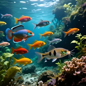 Фотография красочного тропического аквариума с разнообразными рыбами и кораллами. Идеально для иллюстрации статей о содержании тропических рыб.