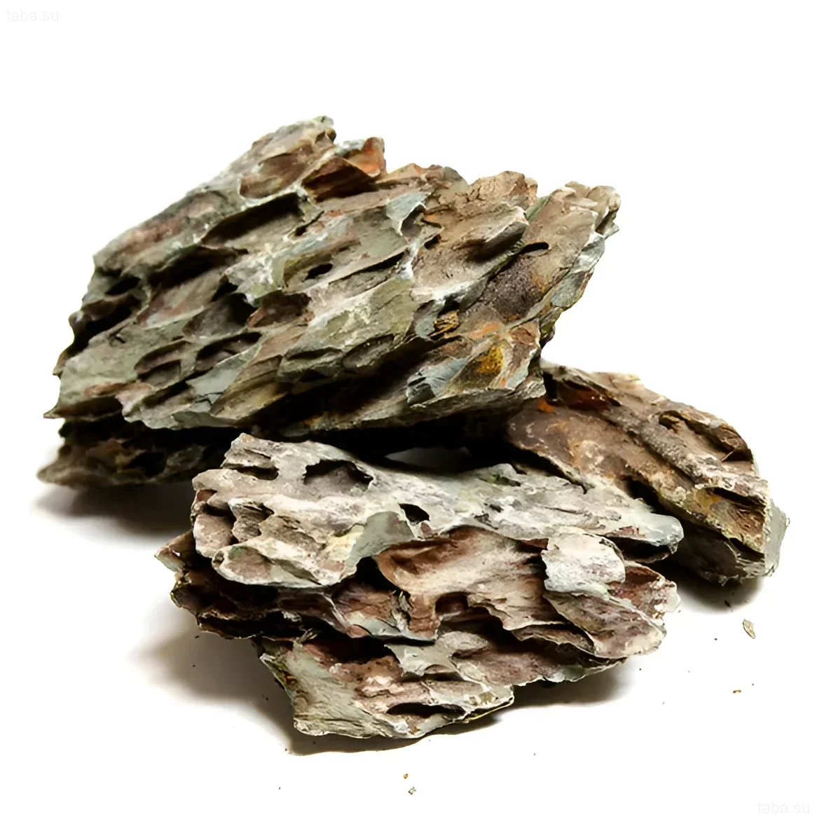 Фотография камней Дракон (Ohko Stone) с выраженной слоистой структурой, идеальных для создания уникального аквариумного ландшафта и биотопа.