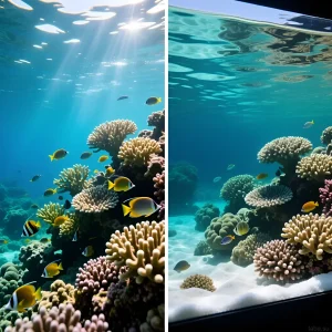 Фотография морского аквариума с коралловыми рифами и разноцветными рыбами. Идеальный пример здоровой экосистемы, созданной с использованием качественной морской соли.