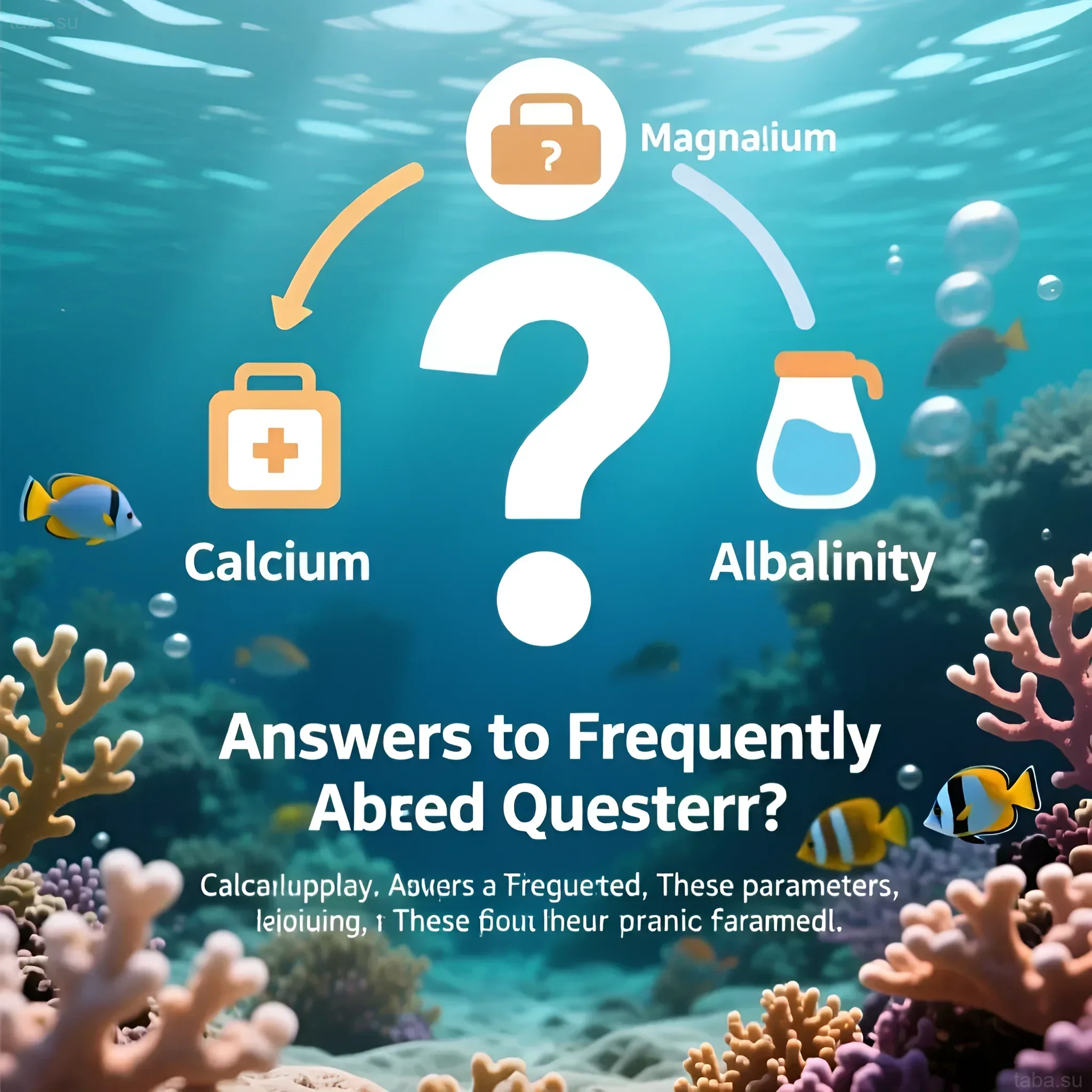 Illustration demonstrating the interrelationship of calcium, magnesium, and carbonate hardness in a marine aquarium for keeping corals and fish.