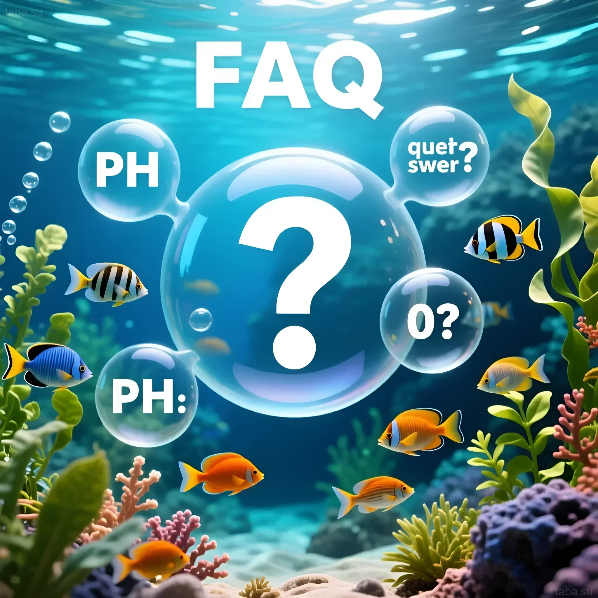 Image vive d'un aquarium avec des poissons tropicaux et des bulles, illustrant des questions sur le pH de l'eau et son impact sur les habitants.