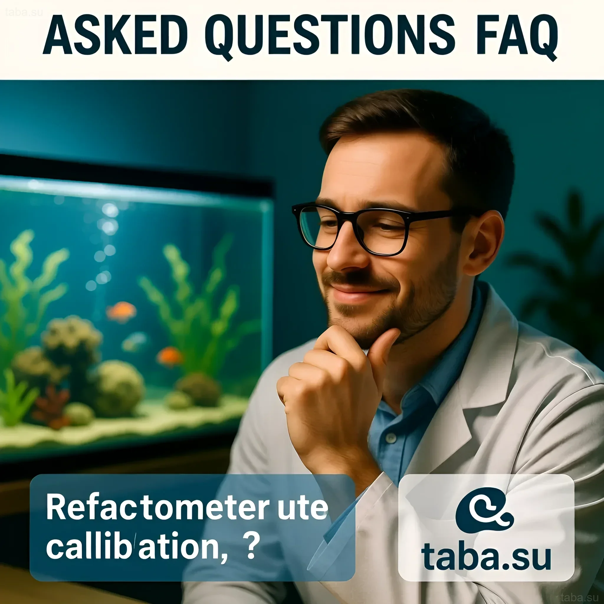 صورة لحوض سمك بحري مع شعاب مرجانية وأسماك، وفي الخلفية - مربي أحياء مائية ينظر بعيدًا بتفكير. التحكم في الملوحة.