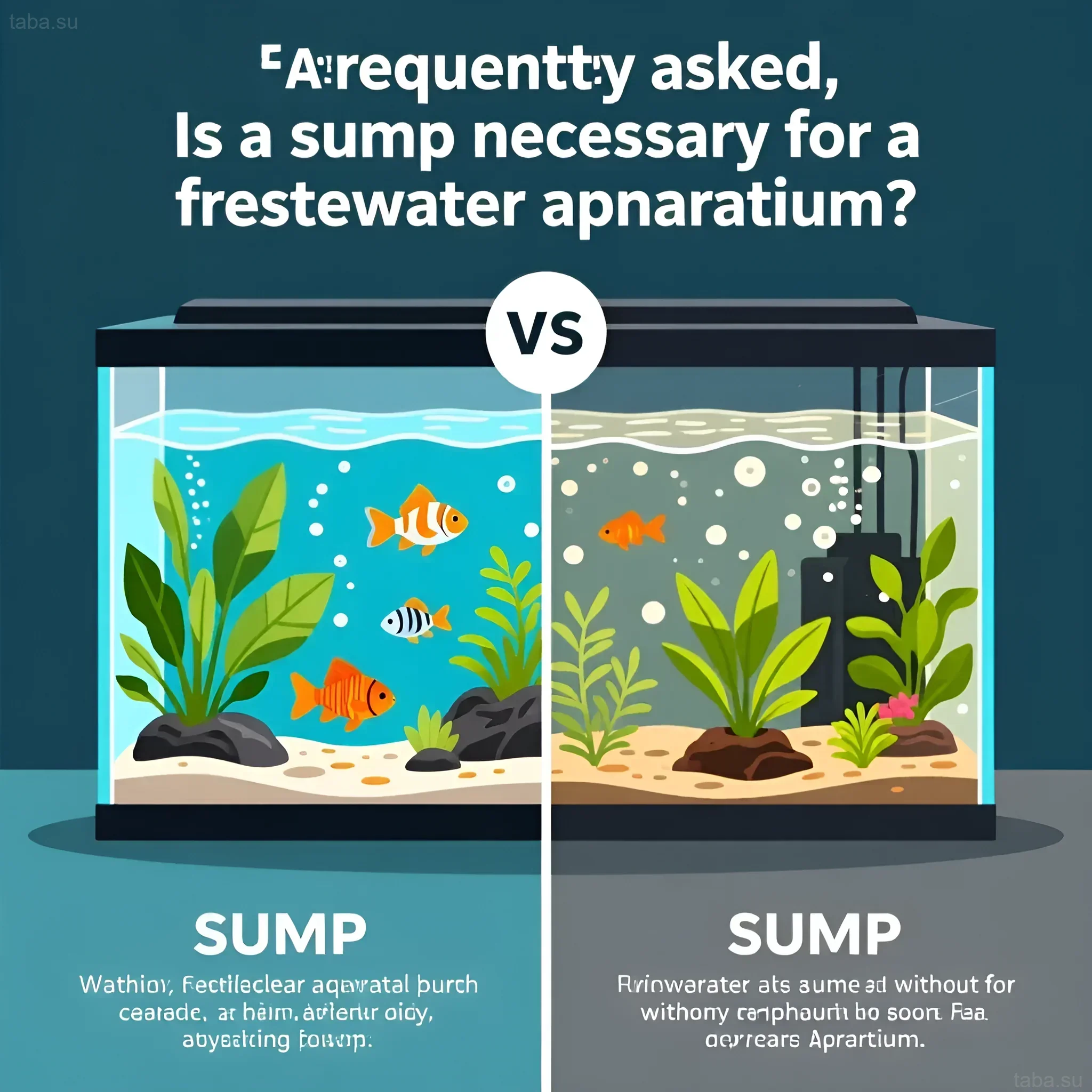 Иллюстрация демонстрирует разницу между аквариумом с сампом и без него, подчеркивая преимущества организации технического пространства.