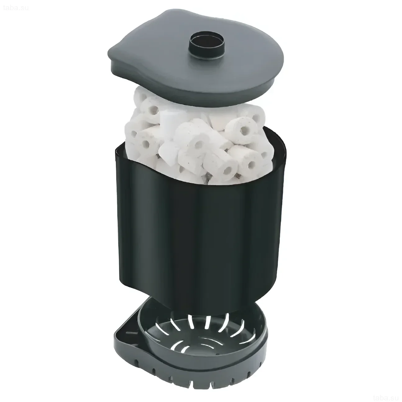 Image of an internal canister filter with ceramic rings. An optimal solution for filtering water in aquariums up to 100 liters.