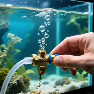 Изображение регулируемого клапана подачи CO2 в аквариуме с растениями. Оптимизация углекислого газа для роста и здоровья флоры.